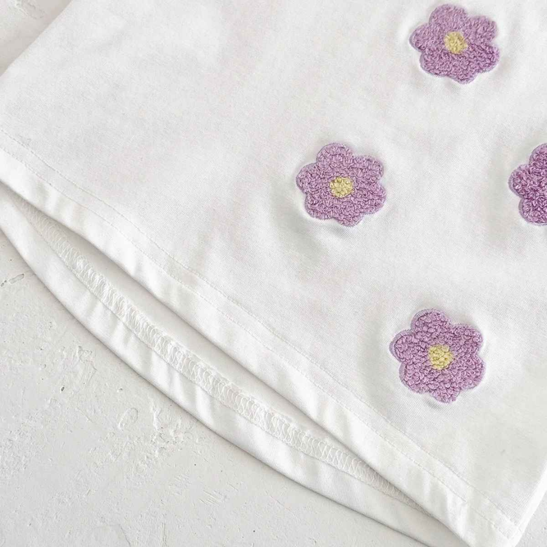 Conjunto de Roupas Bordado em Flor 2 Peças - Patry
