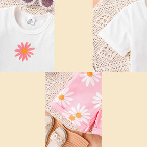 Conjunto Camiseta Branca e Bermuda Suspensório Casual Manga Curta - Asled