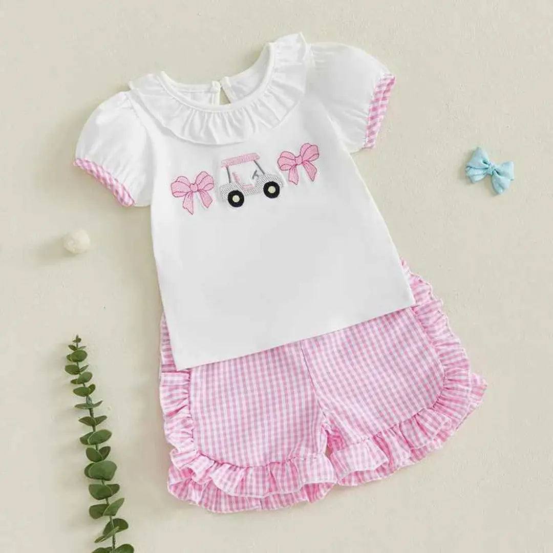 Conjunto Camisa Manga Curta + Shorts Xadrez Plissado 2 Peças - Rosina