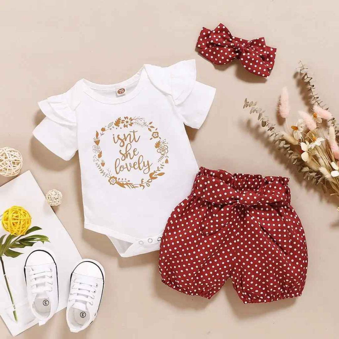 Conjunto Body com Cintura Elástica com Nó de Laço, 3 Peças - Lunelle