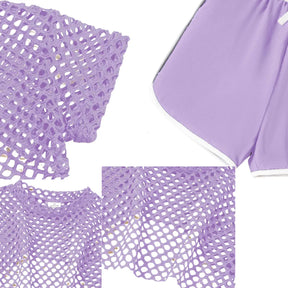 Conjunto Camiseta Malha + Top Halter com Shorts 2 Peças - Mariê