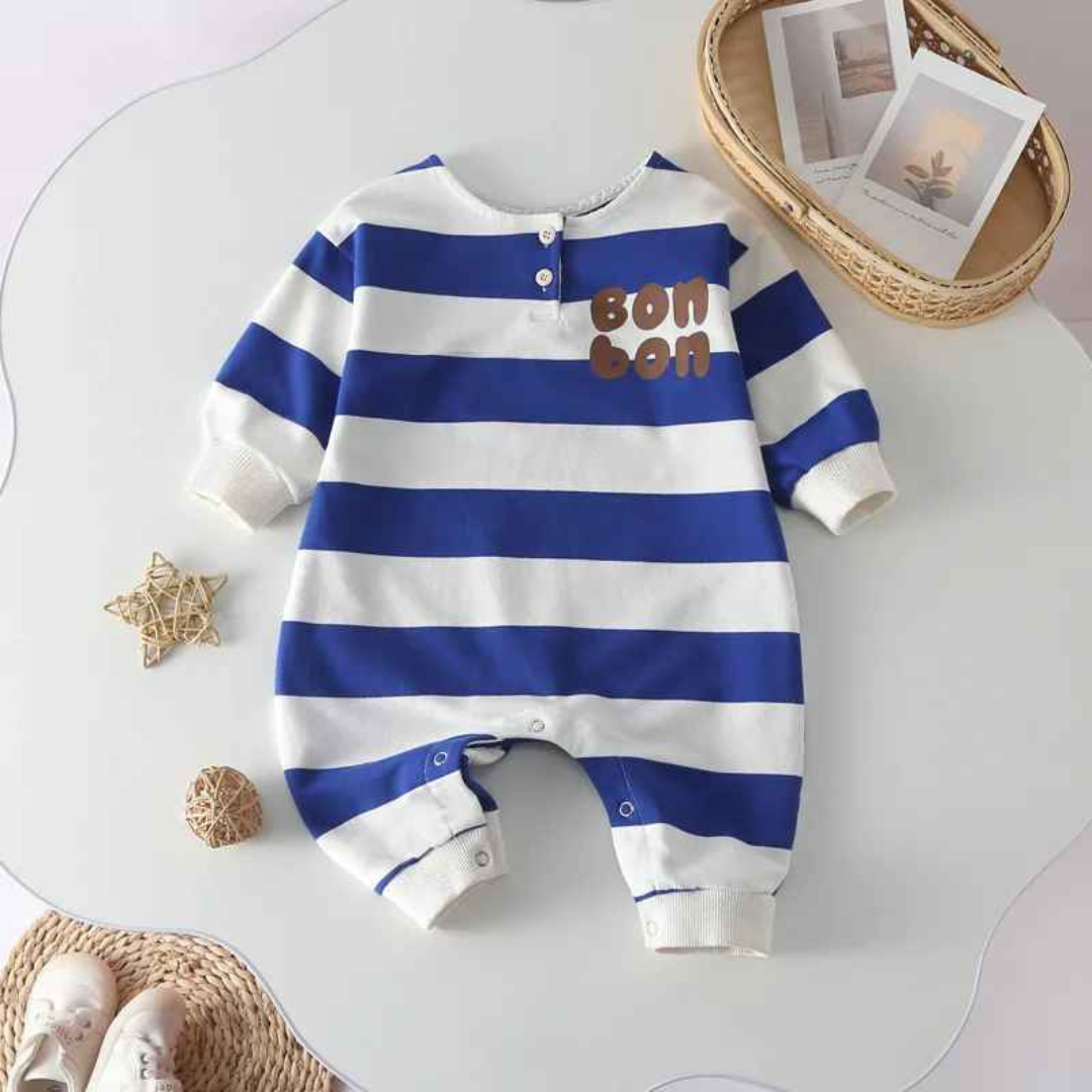 Kit Macacão Listrado Recém-Nascidos Algodão 2 Peças - Willian