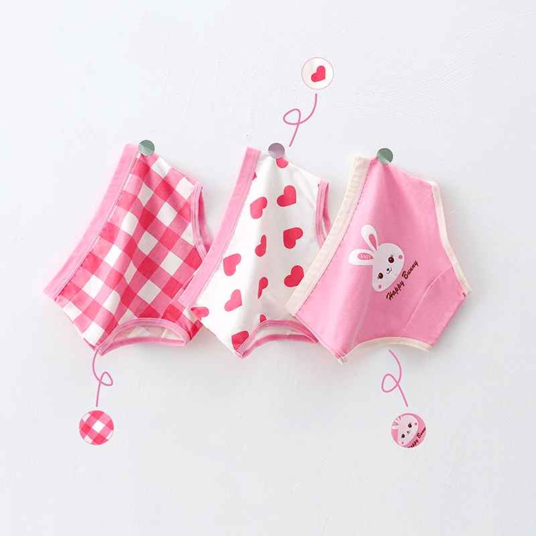Kit Calcinha Crianças Floral 3 Peças  - Cabintima