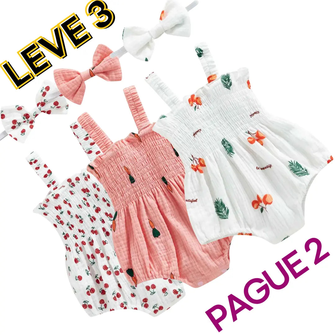 Conjunto Macacão sem Mangas com Estampa Recém-Nascido - Leve 3 Pague 2 - Cocco