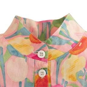 Vestido Floral de Verão Sem Mangas com Babados - Flor