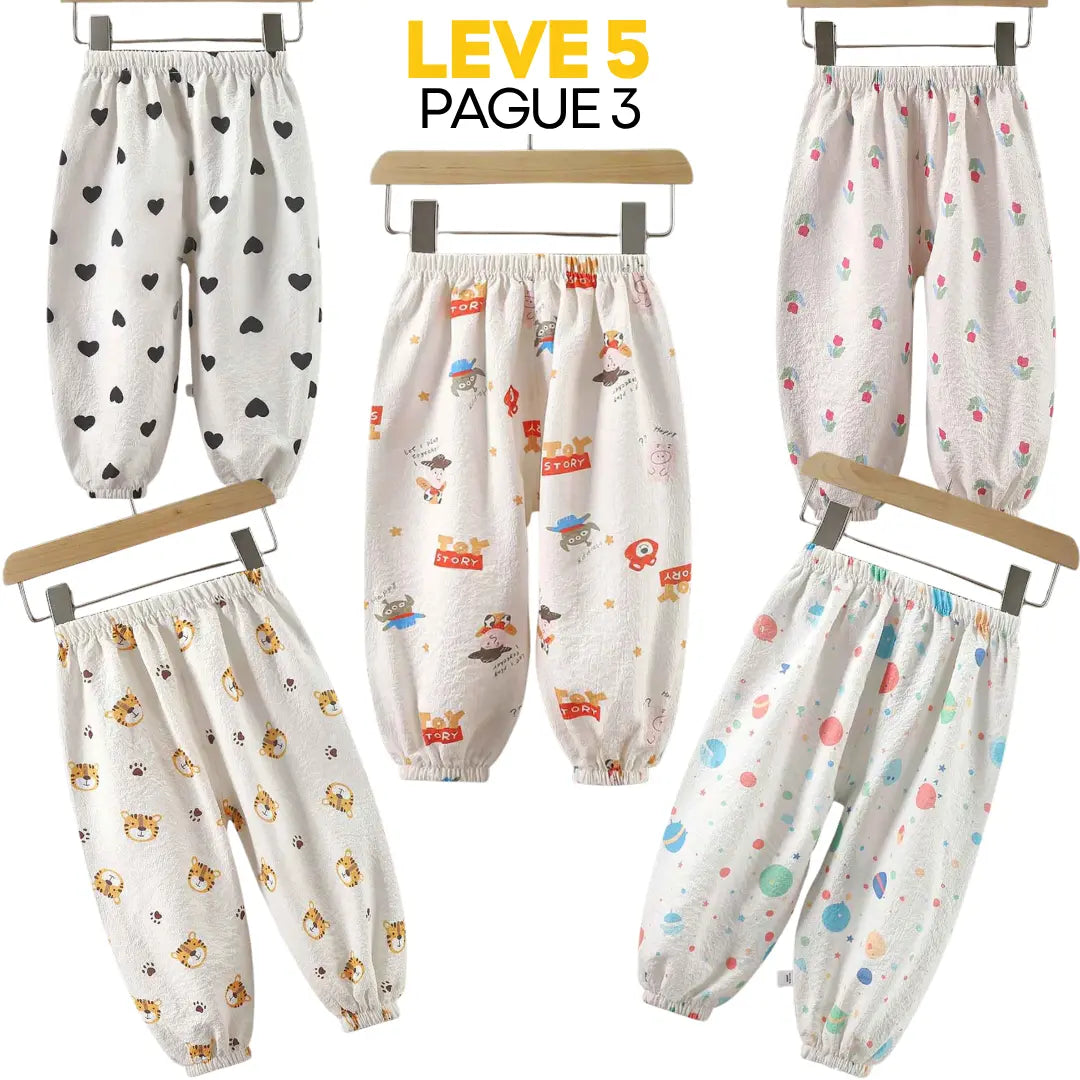 Kit Calças Infantil Soltas Respirável Leve 5  Pague 3 - Balbun