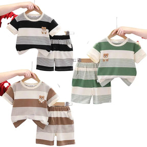 Kit Camiseta + Shorts Listrado 6 Peças - Julyo