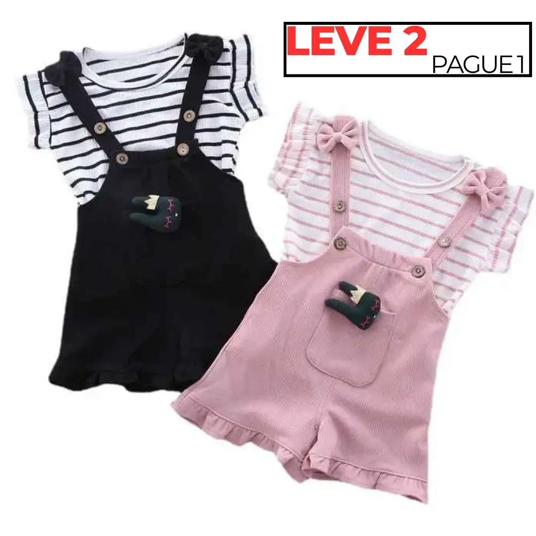 Conjunto Camiseta + Shorts Suspensórios Leve 2 Pague 1 - Faustina