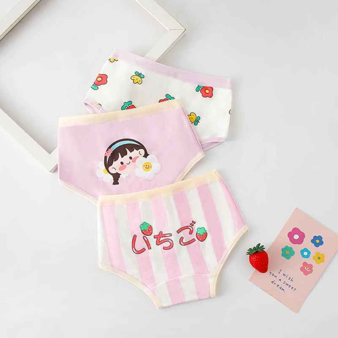 Kit Calcinha Crianças Floral 3 Peças  - Cabintima