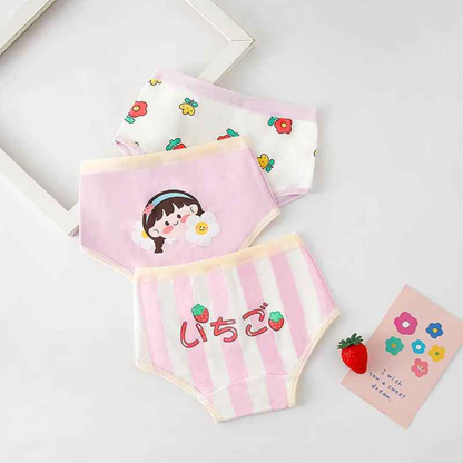 Kit Calcinha Crianças Floral 3 Peças  - Cabintima