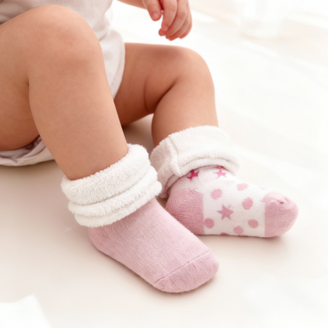 Kit Meias de Pelúcia Infantil Confortável para seu Bebê 5 Pares -  Luvala