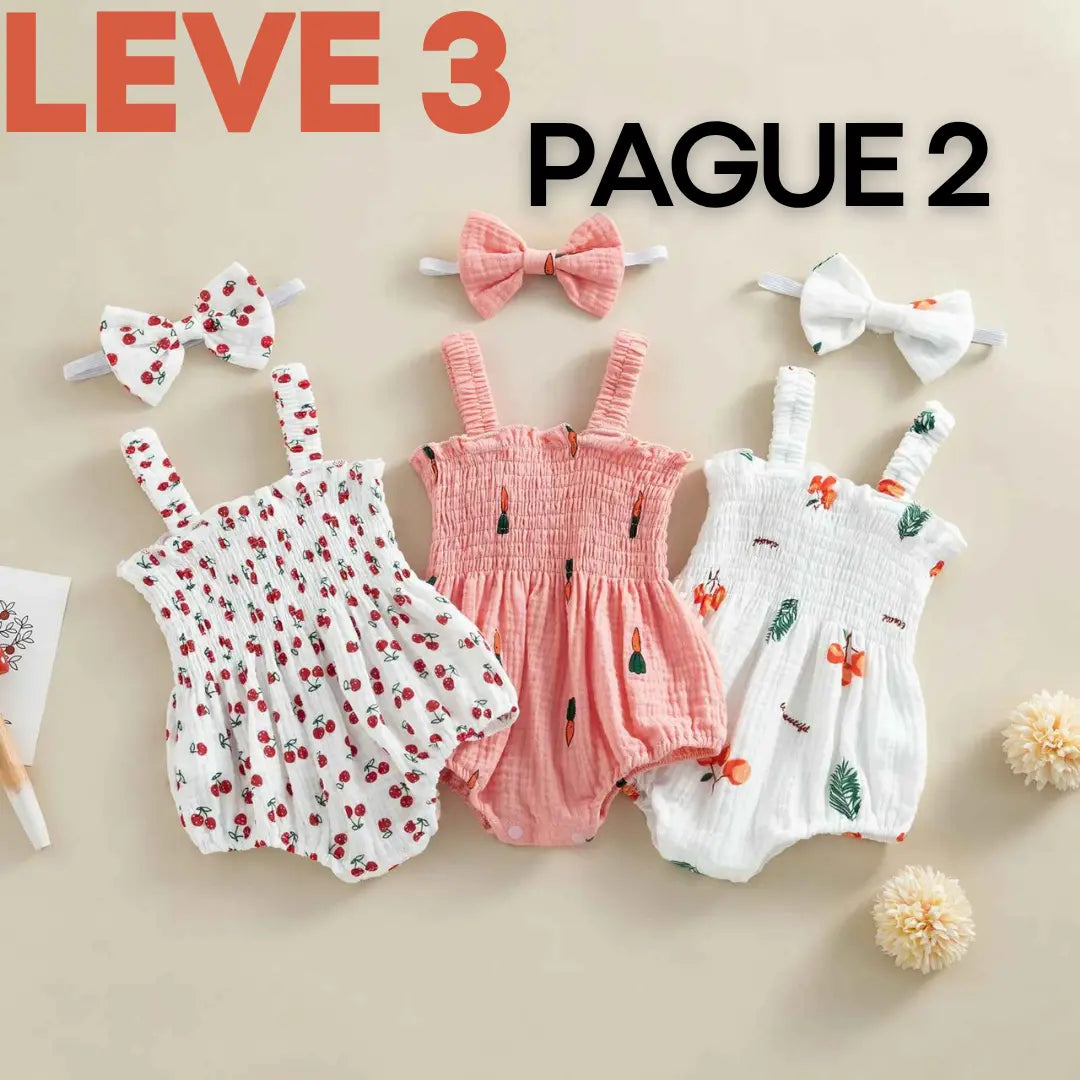 Conjunto Macacão sem Mangas com Estampa Recém-Nascido - Leve 3 Pague 2 - Cocco