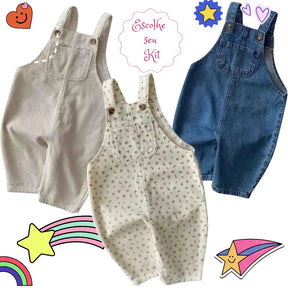 Conjunto Macacão Infantis Jeans sem Mangas Leve 2 Pague 1 - Chefa