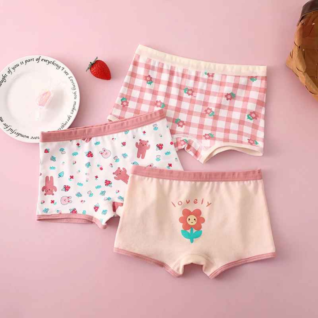 Kit Calcinha Crianças Floral 3 Peças  - Cabintima