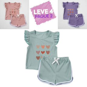 Kit Blusa + Shorts Bebê Menina Manga Curta Leve 3 Pague 2 - Mazzoly
