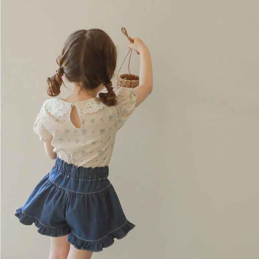 Shorts Jeans com Cinto Estilo Princesa Vintage de Verão - Valentina