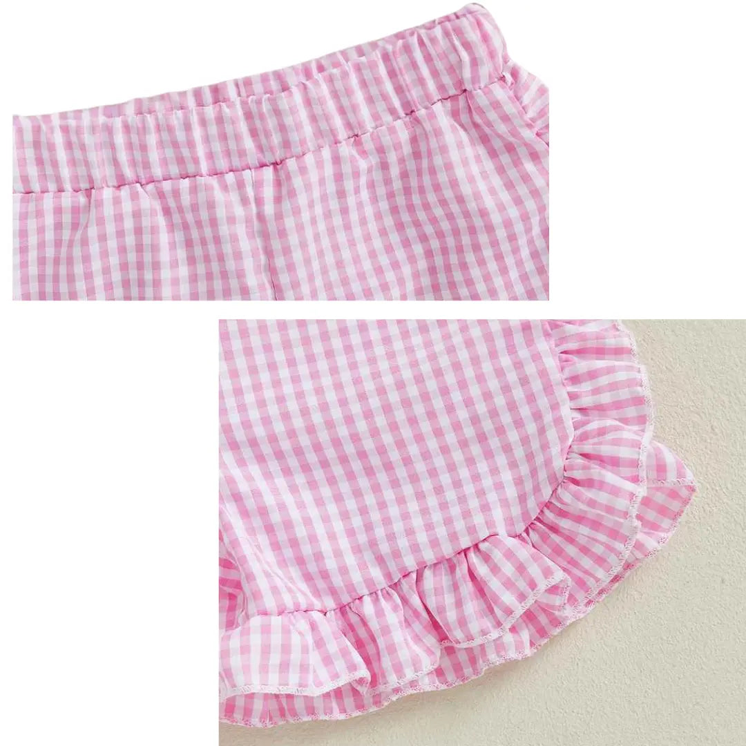 Conjunto Camisa Manga Curta + Shorts Xadrez Plissado 2 Peças - Rosina