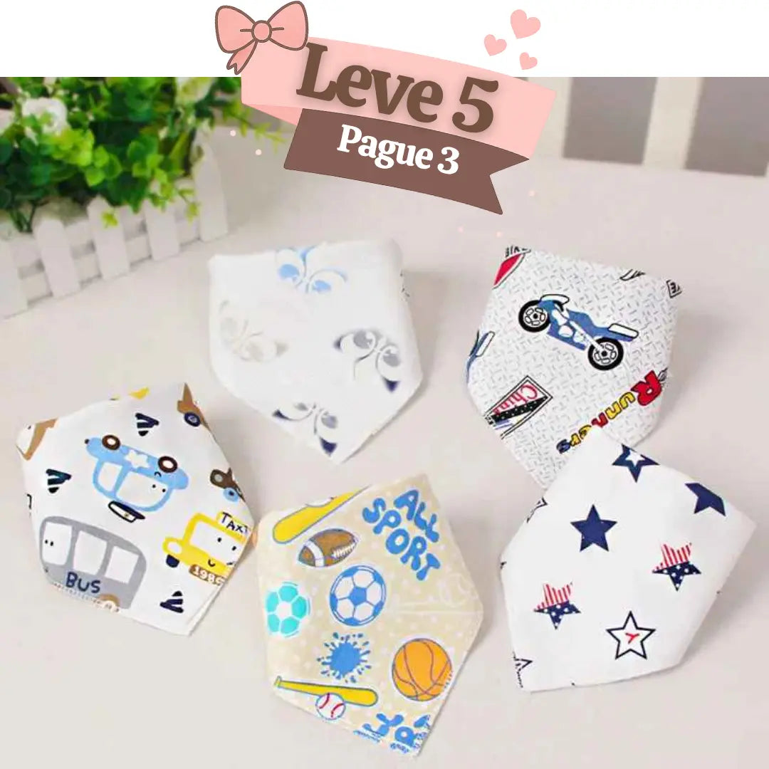 Kit Babadores para Bebê de Algodão Chicos - Leve 5 Pague 3
