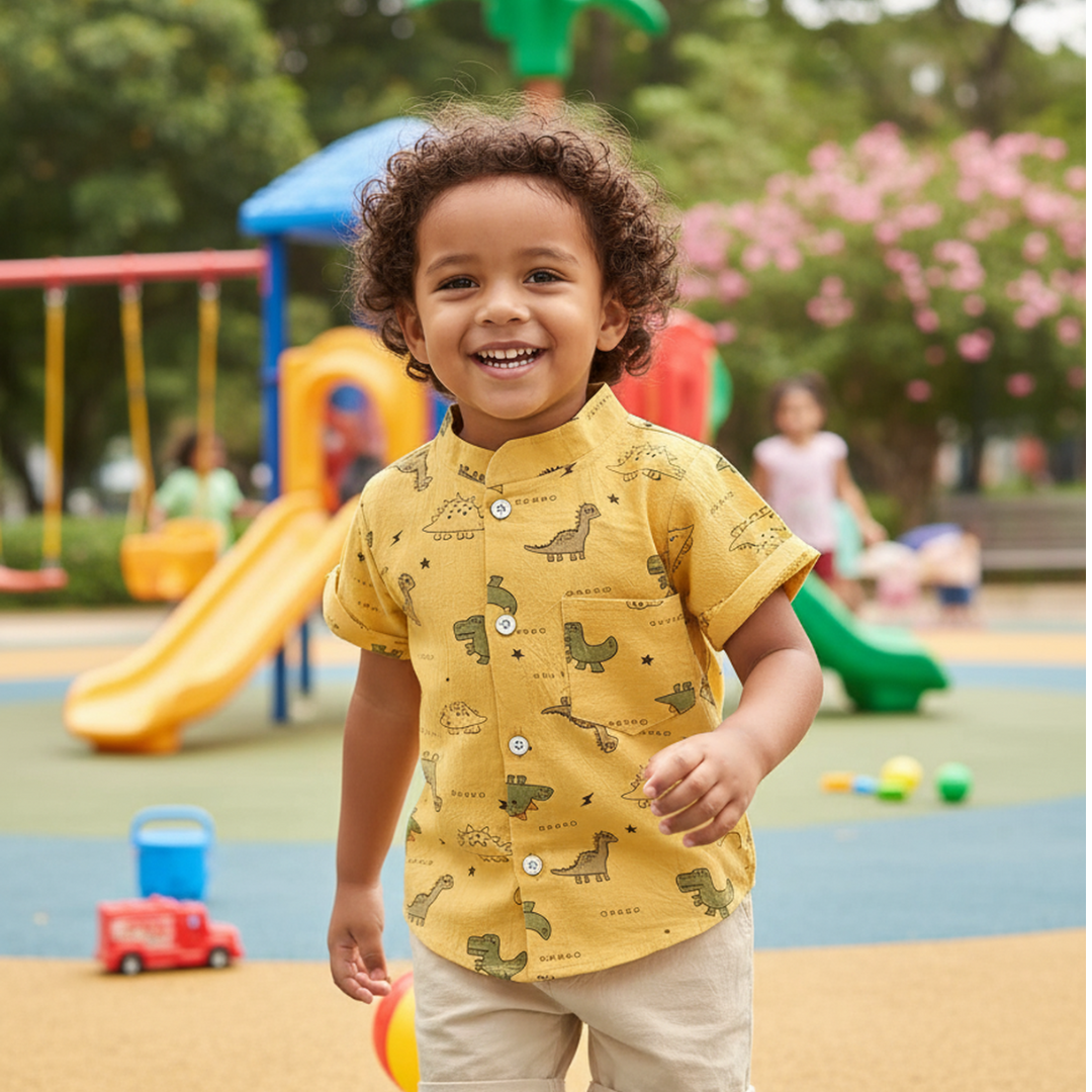 Conjunto de Shorts Manga Curta Com Estampa Para Bebês - Greide