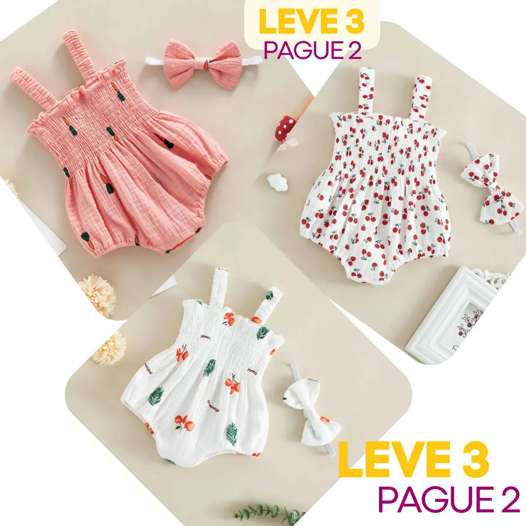 Conjunto Macacão sem Mangas com Estampa Recém-Nascido - Leve 3 Pague 2 - Cocco