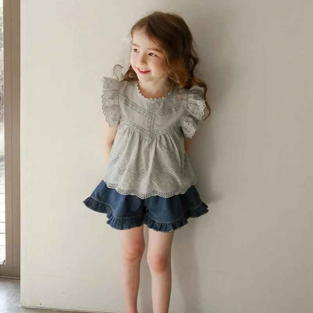 Shorts Jeans com Cinto Estilo Princesa Vintage de Verão - Valentina