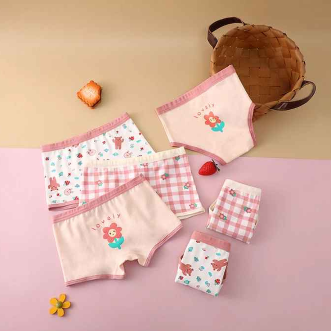 Kit Calcinha Crianças Floral 3 Peças  - Cabintima