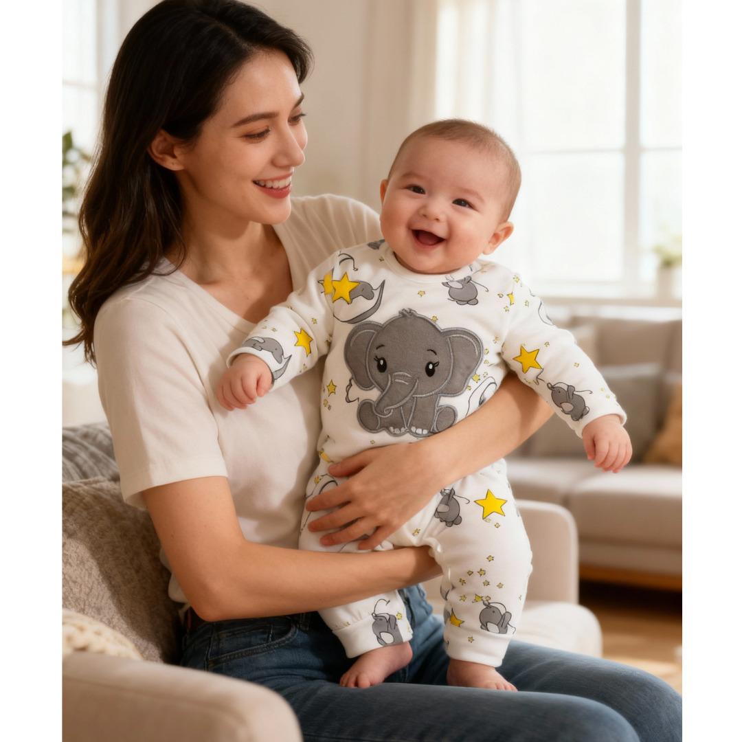 Macacão de Manga Comprida Bordado com Chapéu 2 Peças -  Saffari