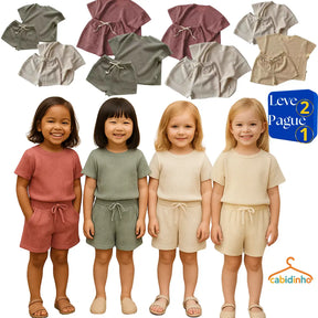 Conjunto Verão Camiseta Manga Curta e Shorts Leve 2 Pague 1 - Shellby