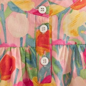 Vestido Floral de Verão Sem Mangas com Babados - Flor