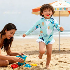 Biquíni Infantil Manga Comprida Gola Alta Estampado - Melissa