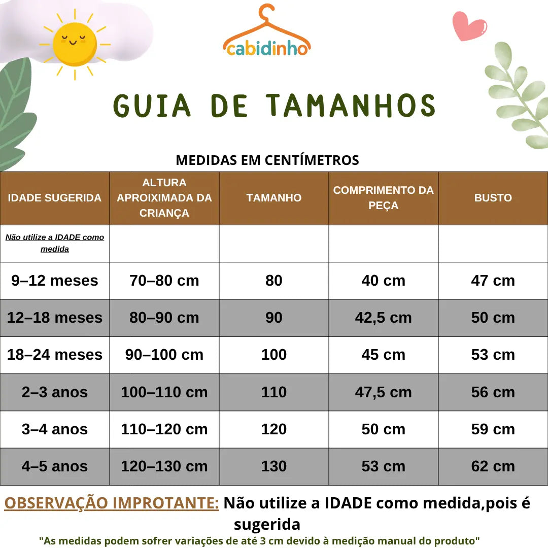 Guia de Tamanhos