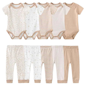 Kit Bodysuits Manga Curta + Calças Algodão - Lilo