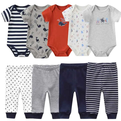 Kit Bodysuits Manga Curta + Calças Algodão - Lilo