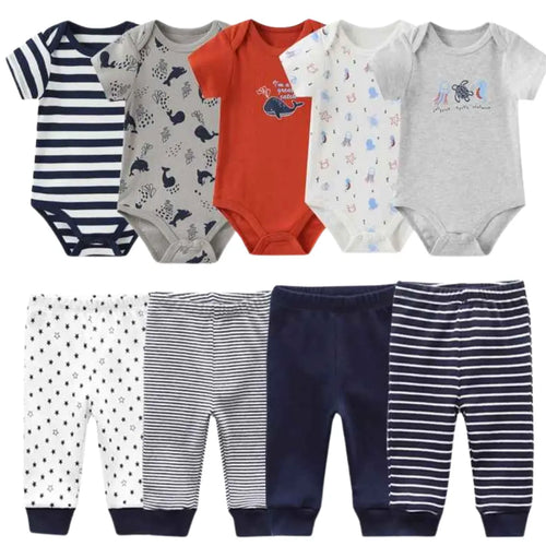 Kit Bodysuits Manga Curta + Calças Algodão - Lilo