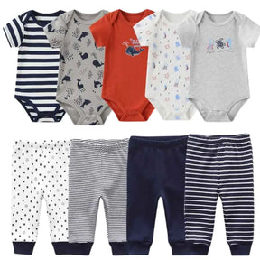 Kit Bodysuits Manga Curta + Calças Algodão - Lilo