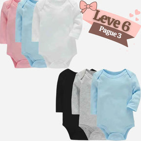 Kit Bodysuit de Algodão Manga Longa Leve 6 Pague 3 - Sam