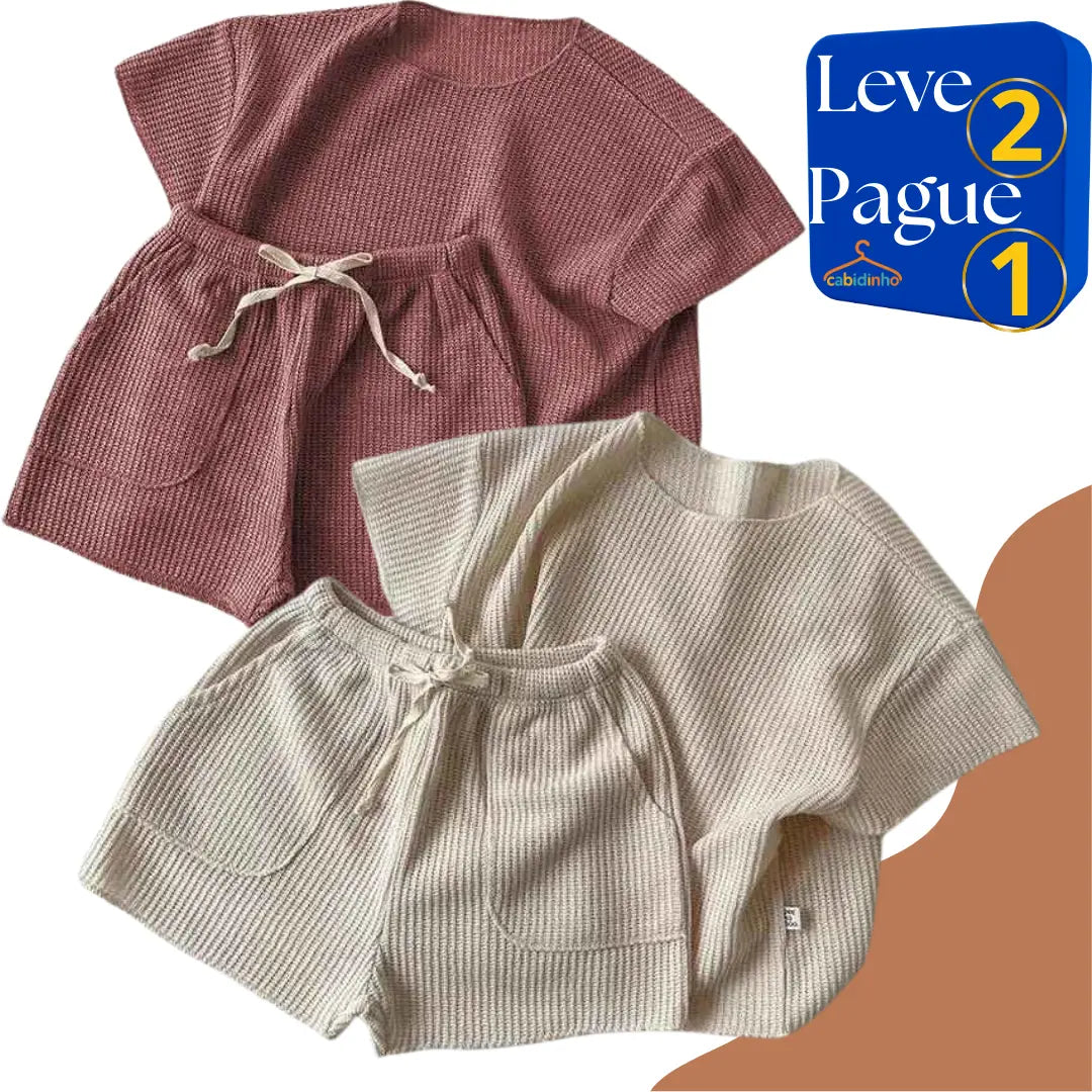 Conjunto Verão Camiseta Manga Curta e Shorts Leve 2 Pague 1 - Shellby