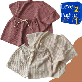 Conjunto Verão Camiseta Manga Curta e Shorts Leve 2 Pague 1 - Shellby