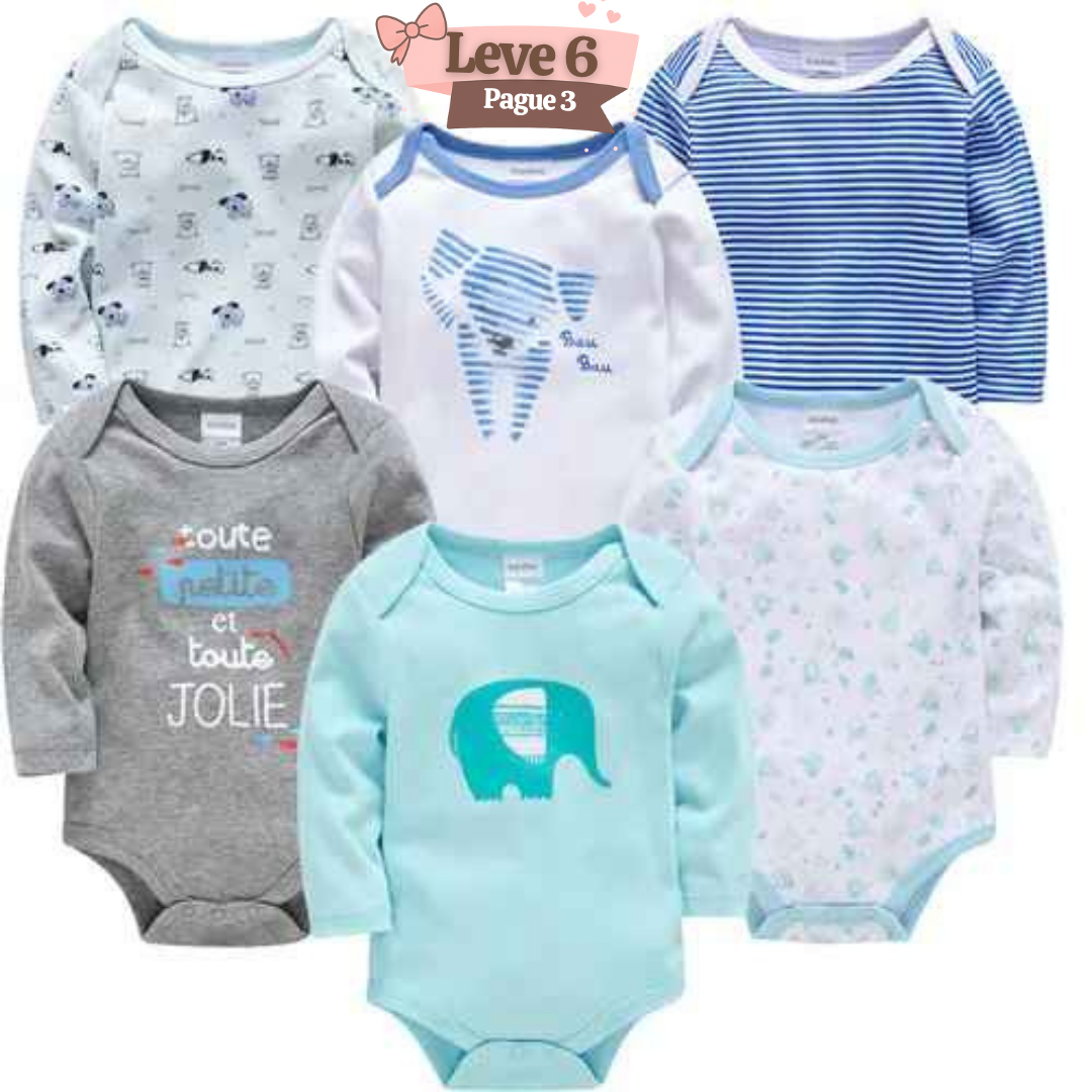 Kit Bodysuit Algodão Manga Longa Compre 6 Pague 3 - Kayky