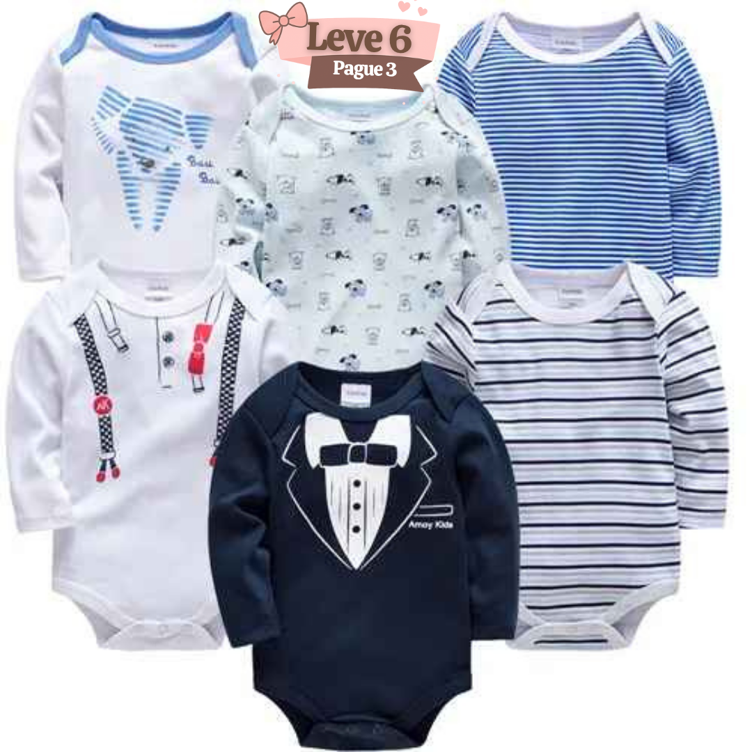 Kit Bodysuit Algodão Manga Longa Compre 6 Pague 3 - Kayky