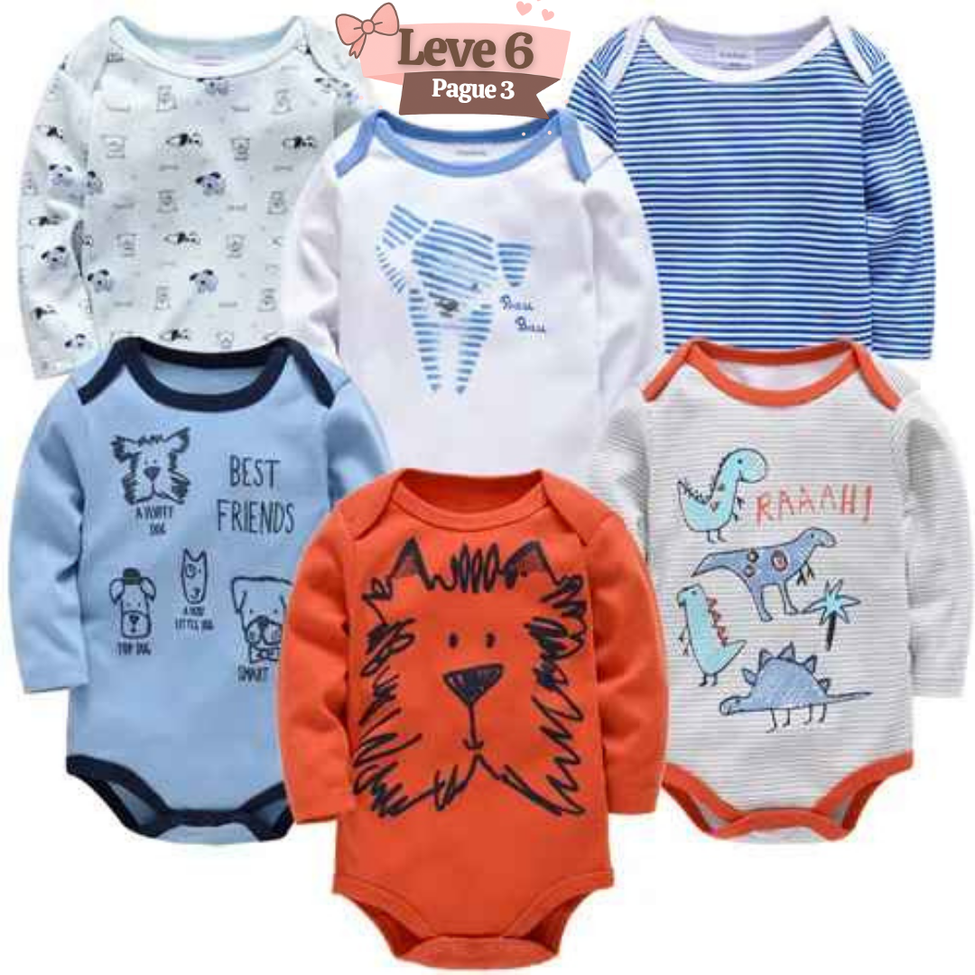 Kit Bodysuit Algodão Manga Longa Compre 6 Pague 3 - Kayky