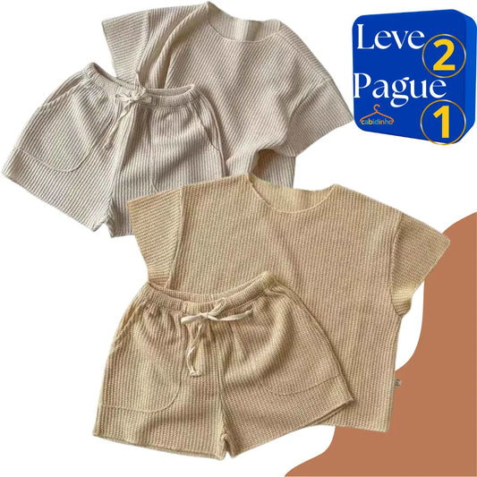 Conjunto Verão Camiseta Manga Curta e Shorts Leve 2 Pague 1 - Shellby