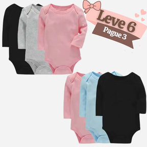 Kit Bodysuit de Algodão Manga Longa Leve 6 Pague 3 - Sam