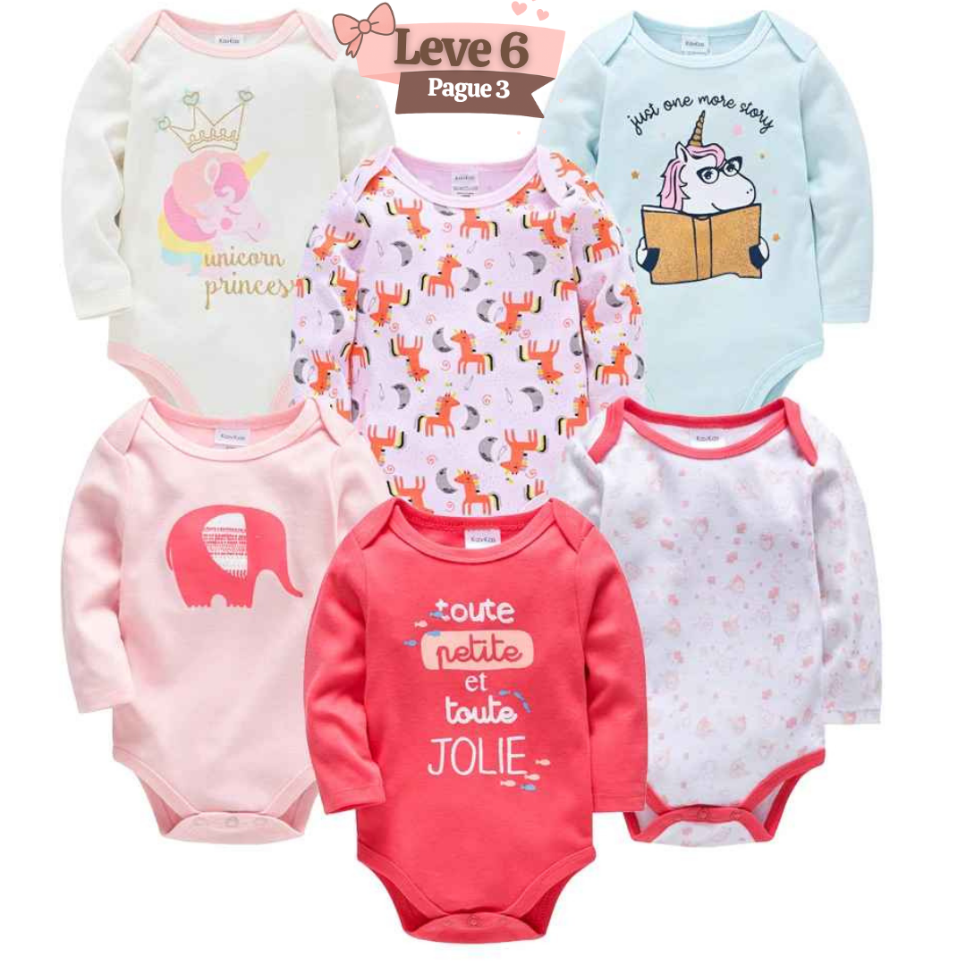 Kit Bodysuit Algodão Manga Longa Compre 6 Pague 3 - Kayky