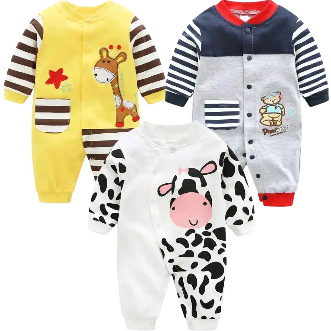 Kit Macacão de Algodão Primavera 3 Peças - Judite