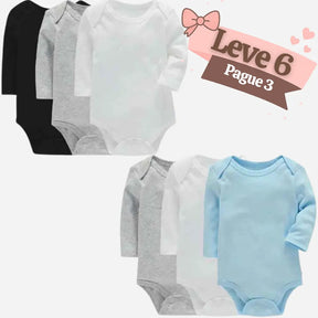 Kit Bodysuit de Algodão Manga Longa Leve 6 Pague 3 - Sam