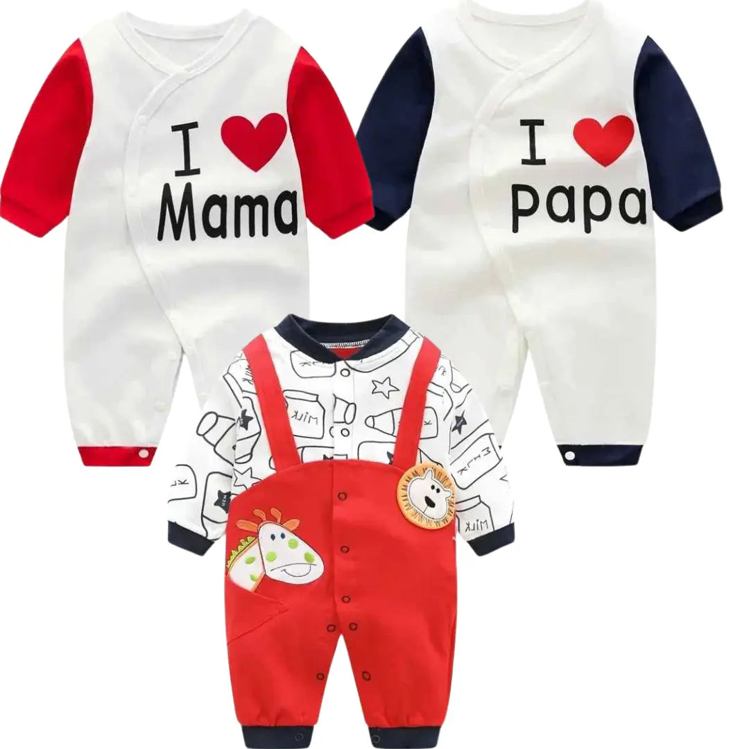 Kit Macacão de Algodão Primavera 3 Peças - Judite