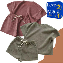 Conjunto Verão Camiseta Manga Curta e Shorts Leve 2 Pague 1 - Shellby