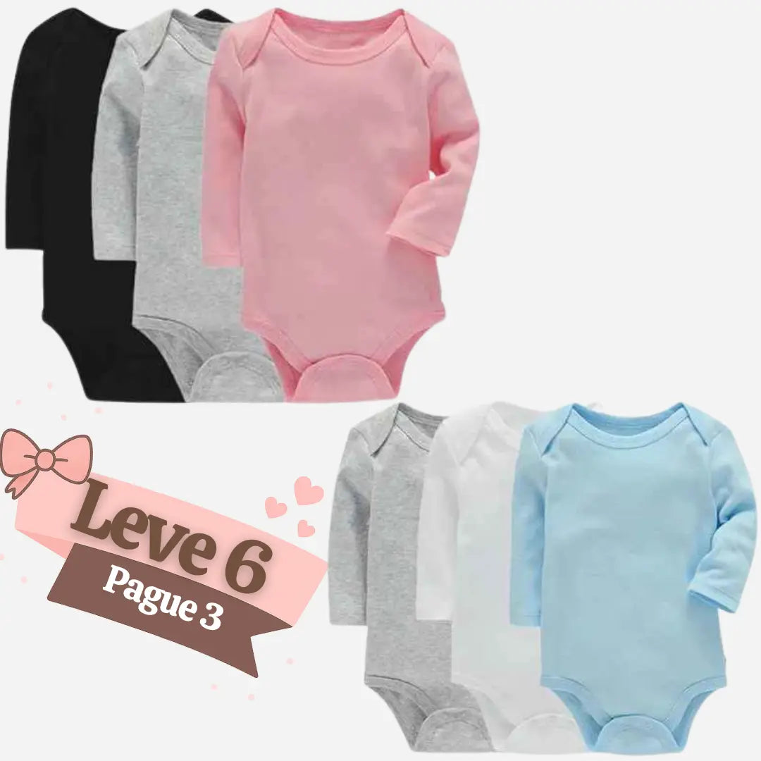 Kit Bodysuit de Algodão Manga Longa Leve 6 Pague 3 - Sam