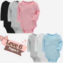 Kit Bodysuit de Algodão Manga Longa Leve 6 Pague 3 - Sam